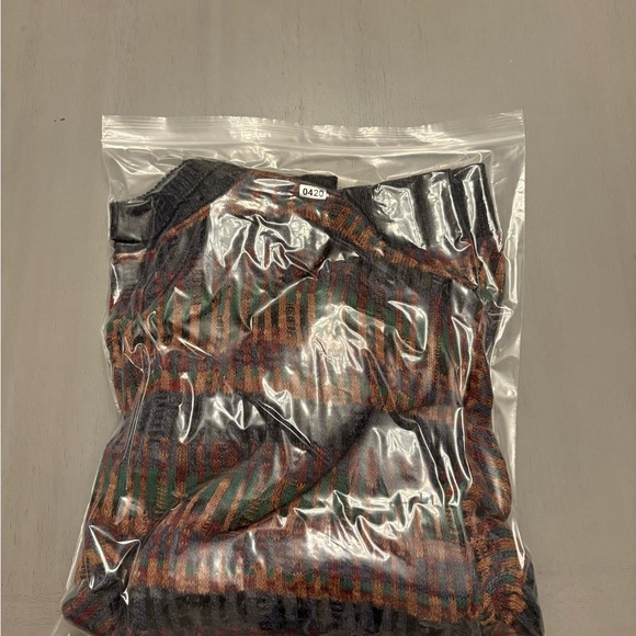 Vintage TSR Grandpa Sweater Eclectic Brown Green Collared Geometric Knit USA 80s - Picture 12 of 12